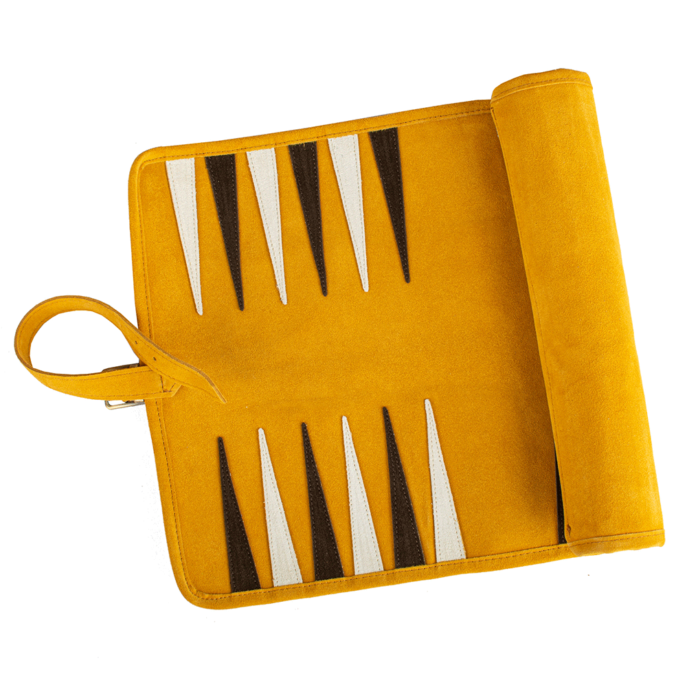 Reisespiel Backgammon Set aus Leder - yellow in Gelb von Monopoulos